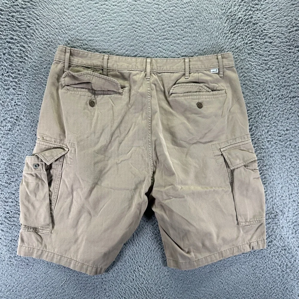 Levi Strauss Shorts Mens 38 Beige Cotton Cargo Utility Workwear Travel Summer